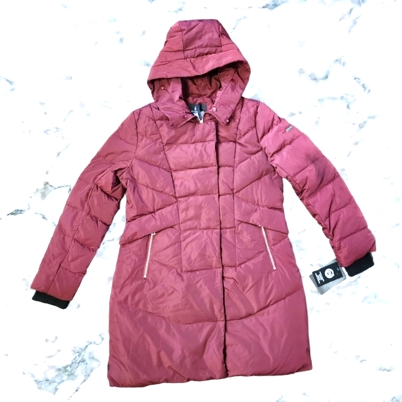 New London Fog Womens Down Feather Long Winter Jacket Medium - Picture 2 of 14